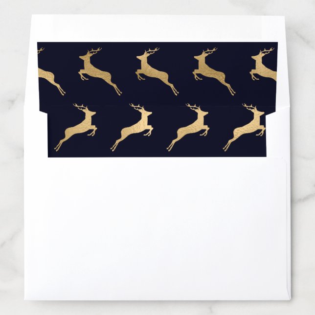 Midnight Navy Gold Deer Pattern Envelope Liner (In Envelope)