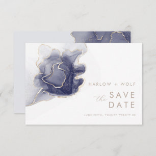 Midnight Navy Gold Elegant Modern Save the Date