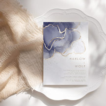 Midnight Navy Gold Elegant Modern Wedding