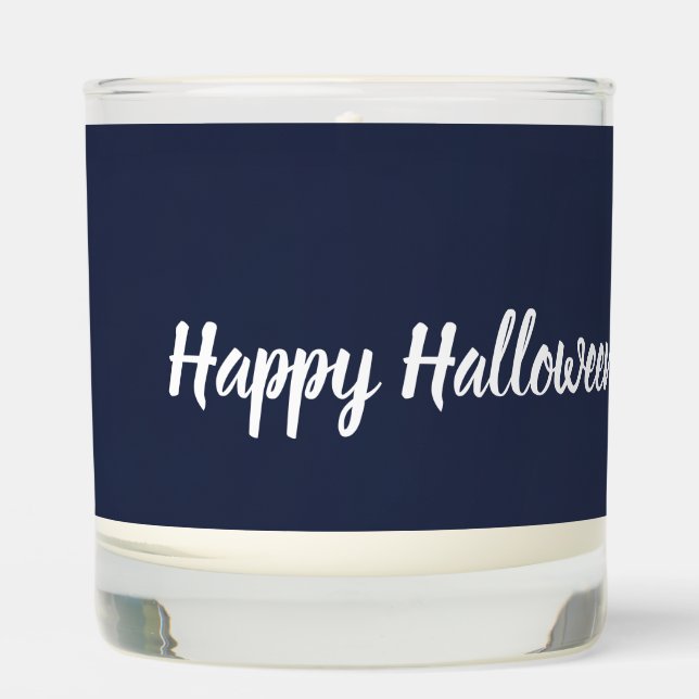 Midnight Navy Minimalist Halloween Glass Candle (Front)