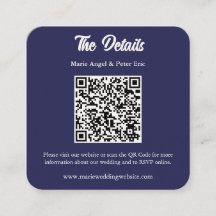 Midnight Navy Monogram QR Code Wedding Details