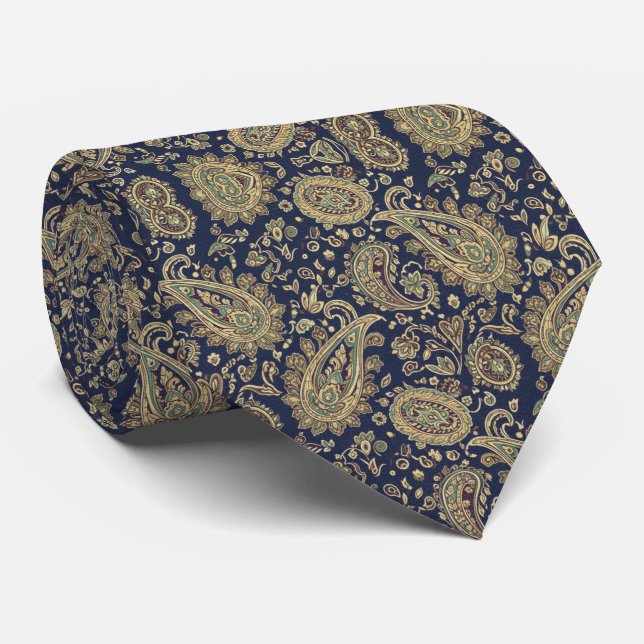 Midnight Navy Paisley Neck Tie (Rolled)