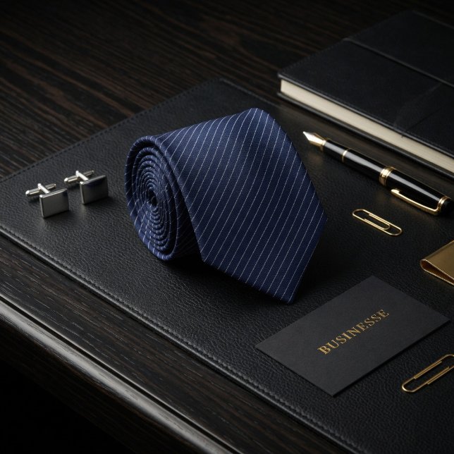 Midnight Navy Platinum Stripe Executive Neck Tie (Creator Uploaded)