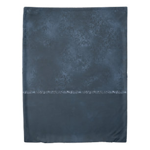 Midnight Navy Romance Blue Satiny Grunge Damask Duvet Cover
