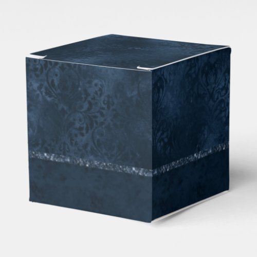 Midnight Navy Romance  Blue Satiny Grunge Damask Favor Boxes