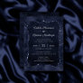 Midnight Navy Romance | Blue Satiny Grunge Damask Invitation