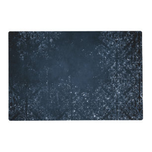 Midnight Navy Romance   Blue Satiny Grunge Damask Placemat