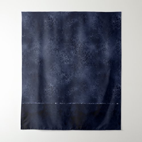 Midnight Navy Romance  Blue Satiny Grunge Damask Tapestry