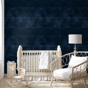 Midnight Navy Romance Dark Satiny Grunge Damask Wallpaper