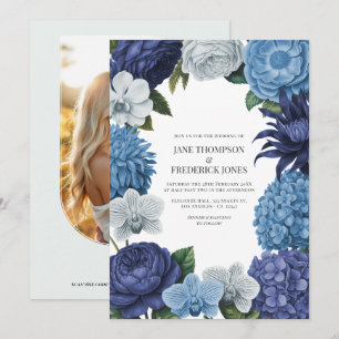 Midnight Navy, Steel Blue & Eucalyptus Grey Invitation