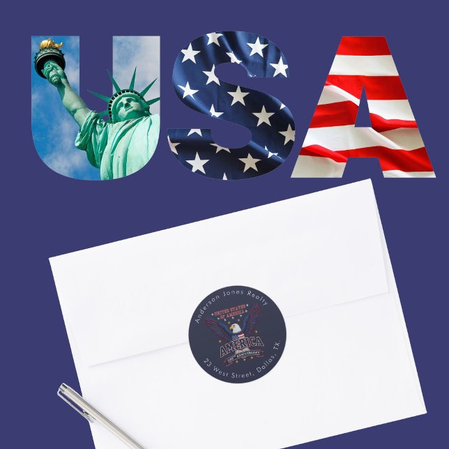Midnight Navy USA 250 Years Celebration Custom Classic Round Sticker (Creator Uploaded)
