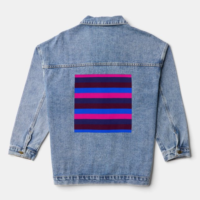 Midnight neon stripes denim jacket (Back)