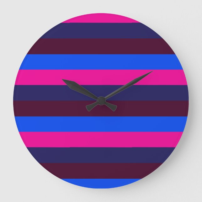Midnight neon stripes large clock (Front)