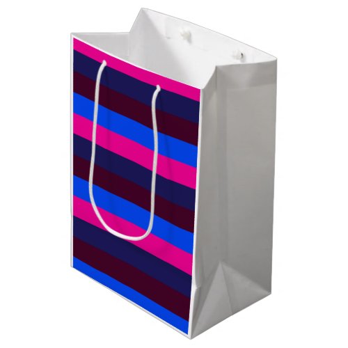 Midnight neon stripes medium gift bag