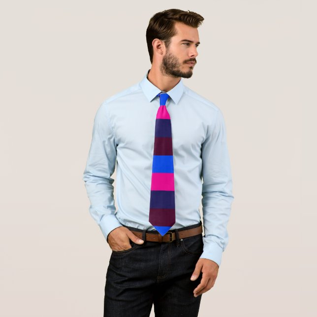 Midnight neon stripes neck tie (In Situ)