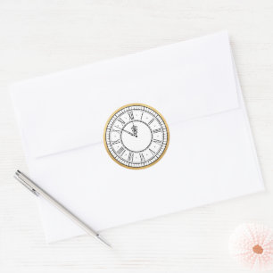 Midnight New Years Clock Classic Round Sticker