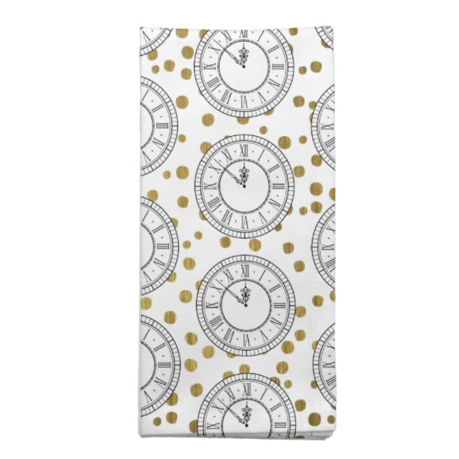 Midnight New Year's Eve Clock Cloth Napkin (Folded)