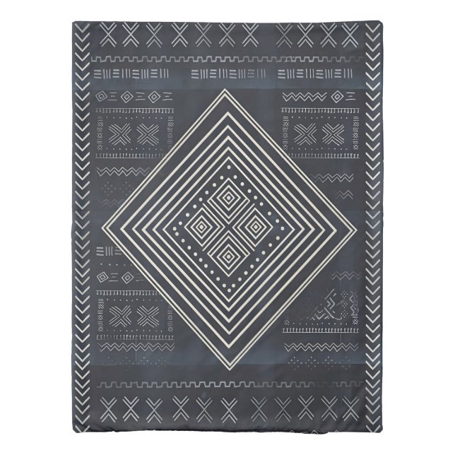 Midnight Nomad Diamond - Indigo Mudclot Duvet Cover (Back)
