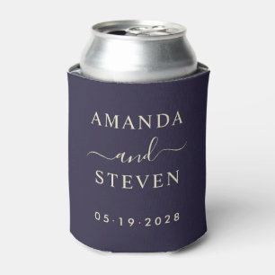Midnight Ocean Couple Names with Wedding Date Can Cooler
