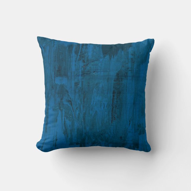 Midnight Ocean Waves | Abstract Deep Blue  Throw Pillow (Front)