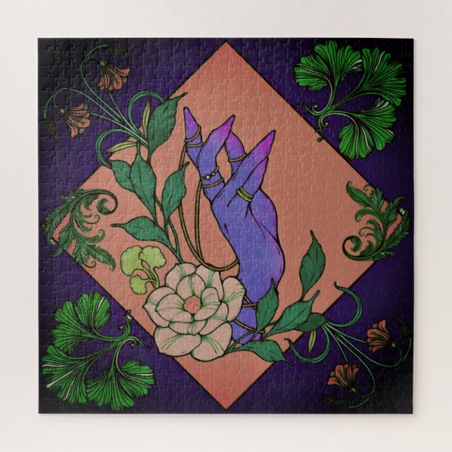 “Midnight Offering” – Botanical Hand & Bloom  Jigsaw Puzzle (Vertical)