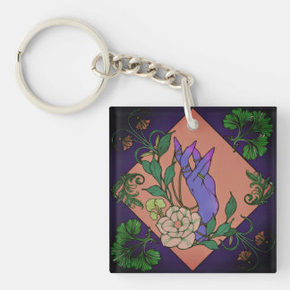 “Midnight Offering” – Botanical Hand & Bloom  Keychain