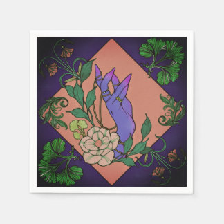 “Midnight Offering” – Botanical Hand & Bloom  Napkins