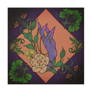 “Midnight Offering” – Botanical Hand & Bloom  Wood Wall Art