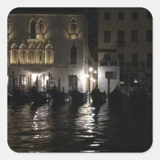 Midnight on The Grand Canal Square Sticker