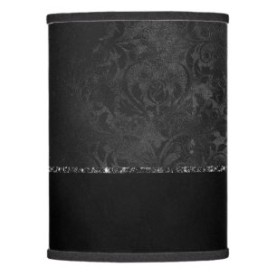 Midnight Onyx Romance Black Satiny Grunge Damask Lamp Shade