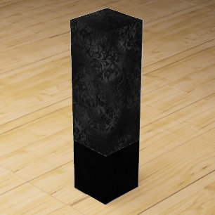 Midnight Onyx Romance Black Satiny Grunge Damask Wine Box