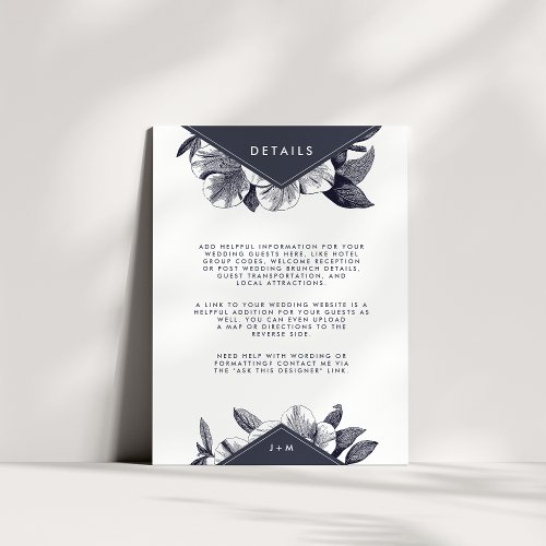 Midnight Orchid Wedding Guest Details Enclosure Card