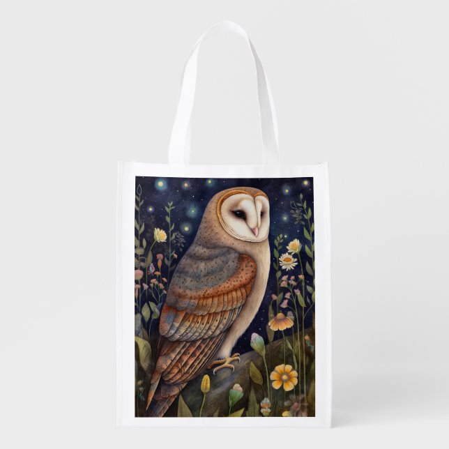 Midnight Owl Reusable Grocery Bag (Front)