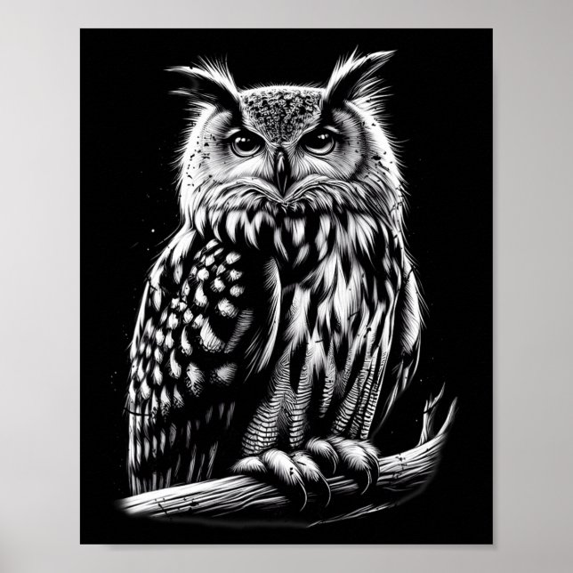 Midnight Owl Silent Watcher Of The Night Wise Eyes Poster (Front)