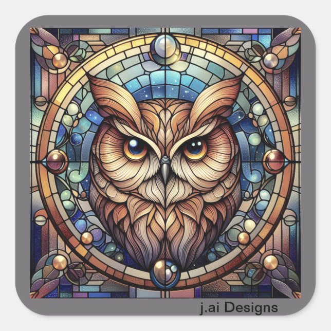 Midnight Owl Square Sticker (Front)