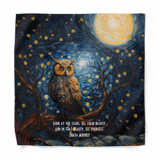 Midnight Owl with Customized Quote Bandana