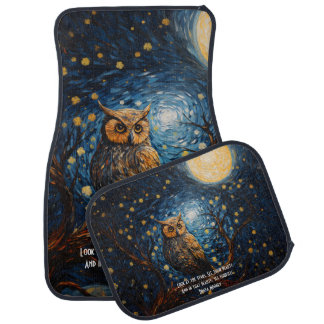 Midnight Owl with Customized Quote Car Floor Mat