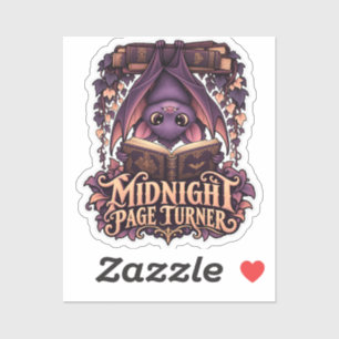Midnight Page Turner Purple Reading Bat Sticker