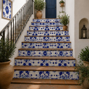 Midnight Paisley Elegant Blue Botanical Mosaic Ceramic Tile