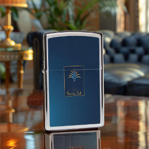 Midnight Palm Collection Luxury Navy Blue & Gold Zippo Lighter