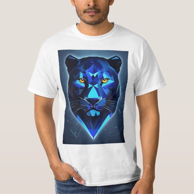 "Midnight Panther: Geometric Vector Design T-Shirt (Front)