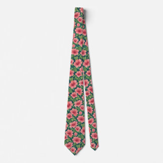 Midnight Peachy Hibiscus Neck Tie
