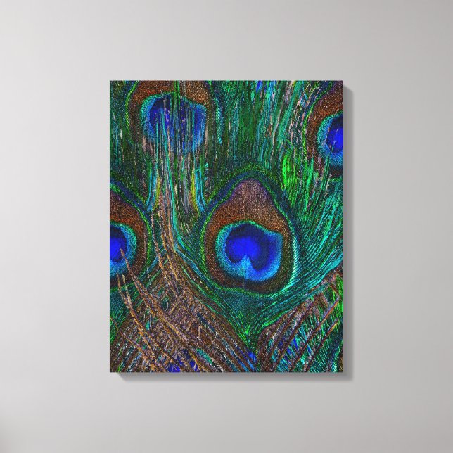 Midnight Peacock Feathers Etching Style Decor (Front)