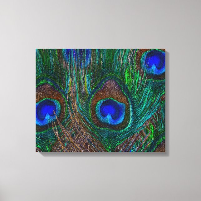 Midnight Peacock Feathers Etching Style Decor (Front)