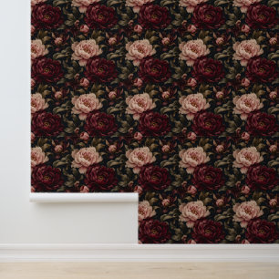 Midnight Peony Moody Florals Wallpaper
