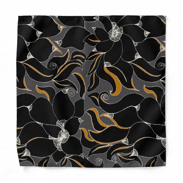 Midnight Petals – Elegant Floral Pattern Bandana (Front)