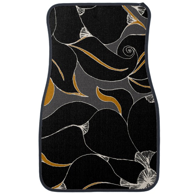 Midnight Petals – Elegant Floral Pattern Car Floor Mat (Front)