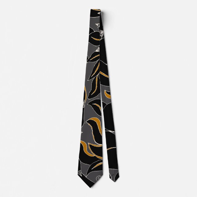 Midnight Petals – Elegant Floral Pattern Neck Tie (Front)