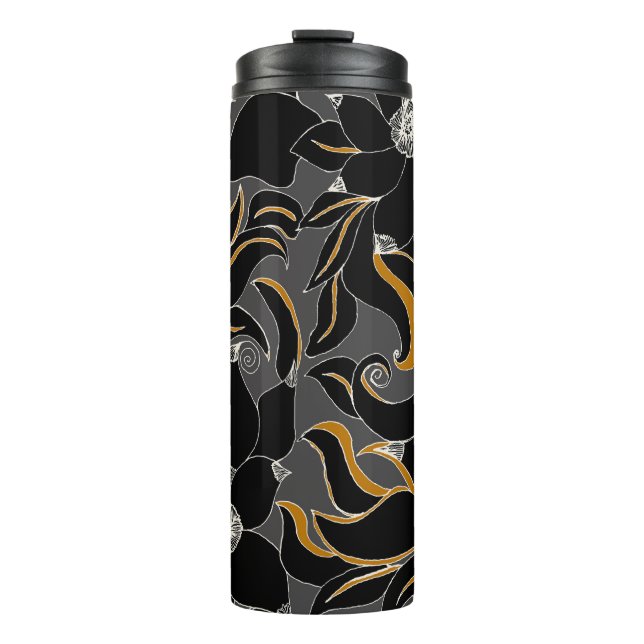 Midnight Petals – Elegant Floral Pattern Thermal Tumbler (Front)