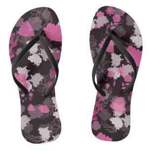 Midnight Petals Flip Flops